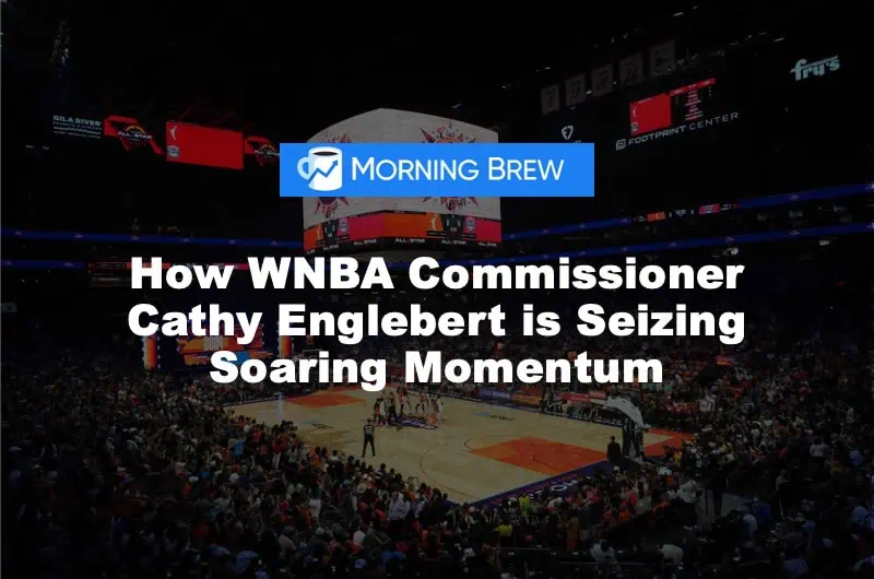 Image of WNBA stadium with text overlayed on top: 