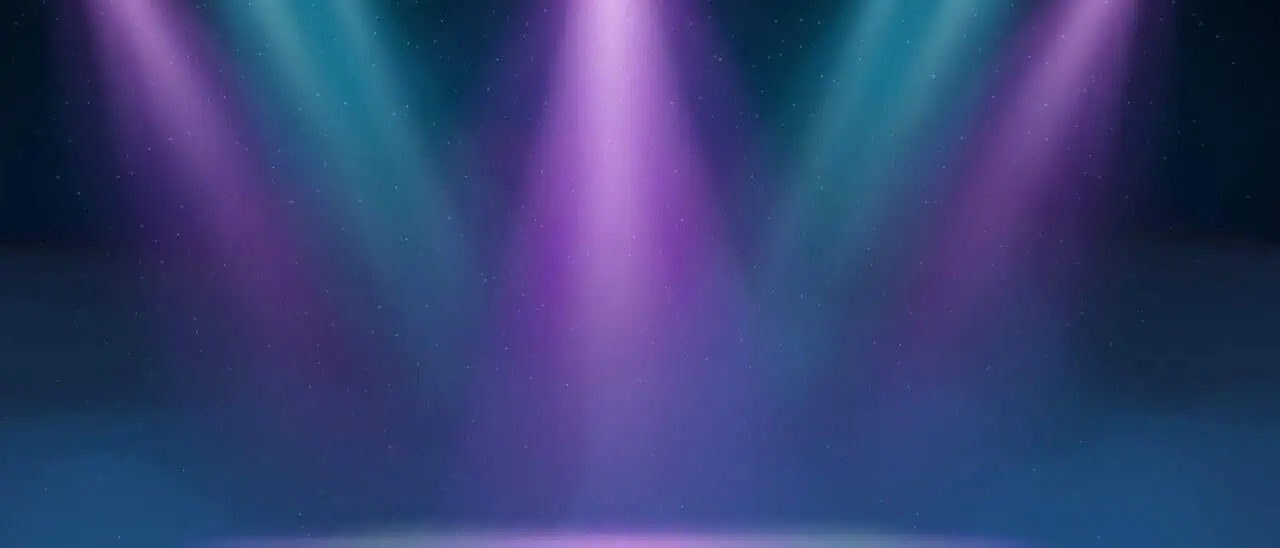 Stock image of blue and purple lights on a stage