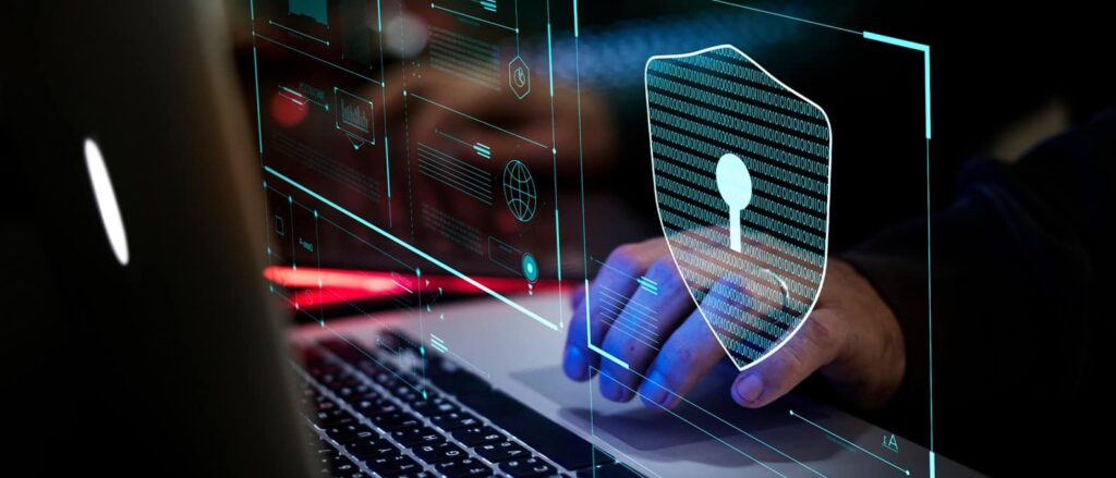 Stock Image of Lock and Computer