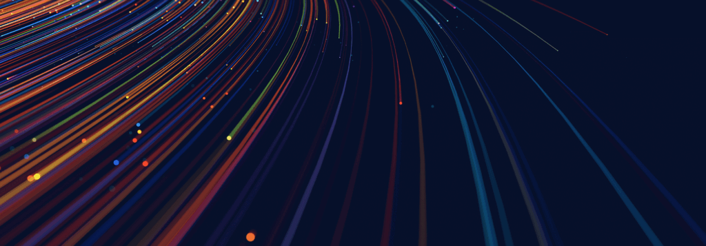 Futuristic digital data streams representing technology and communication.