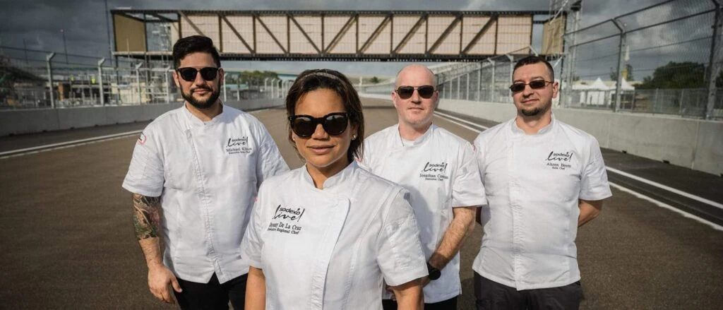 Sodexo Live! team at race track for PR event with MikeWorldWide.